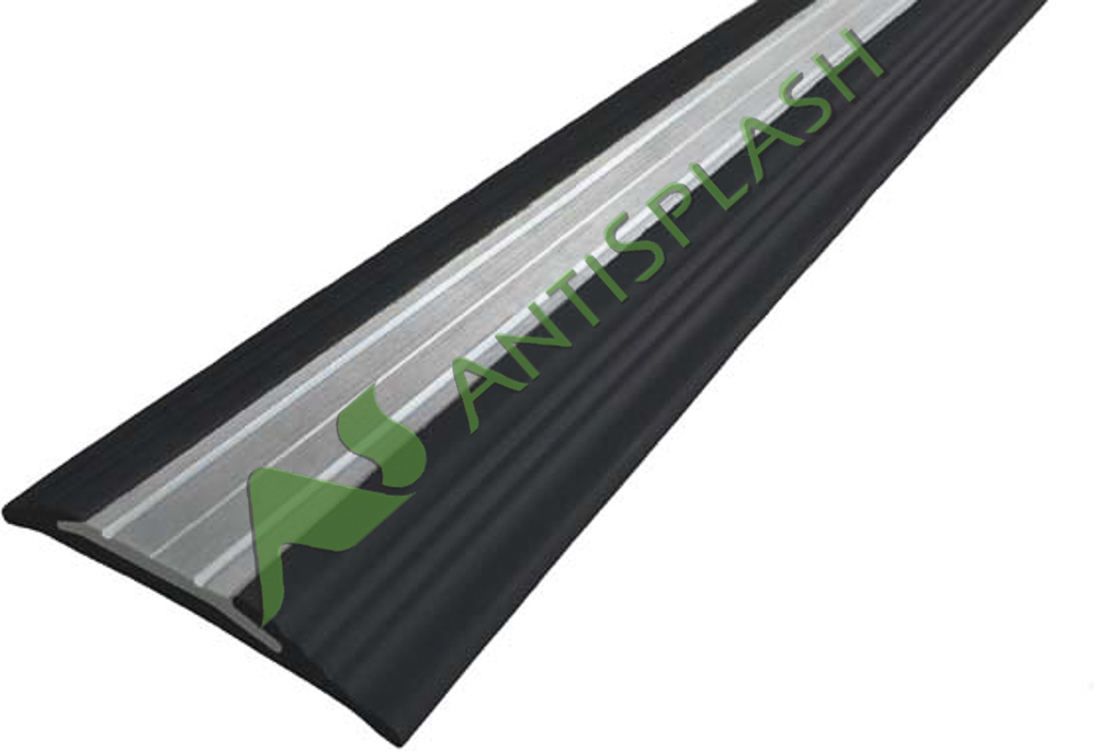 Резиновый профиль с алюминиевой вставкой «NoSlip», полоса, 2,7 м черный