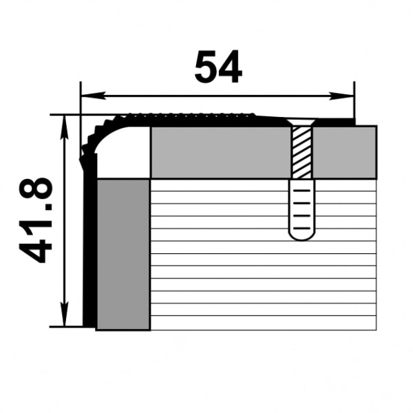 Порог алюминиевый  ПУ-02 54x41,8x1350 мм, анод люкс серебро