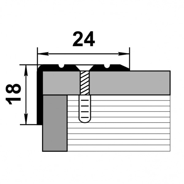 Порог алюминиевый  ПУ-03 24x18x900 мм, антик медь