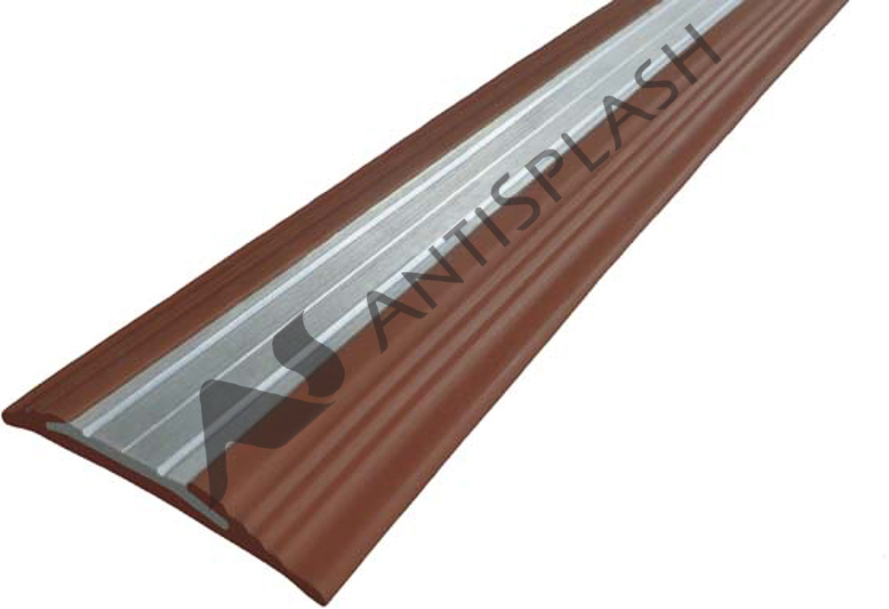 Резиновый профиль с алюминиевой вставкой «NoSlip», полоса, 2,7 м коричневый