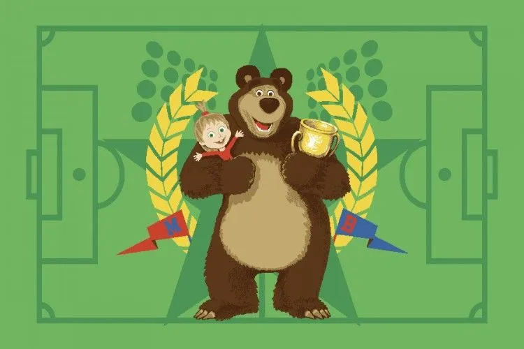 Коврик детский "МАША И МЕДВЕДЬ" Чемпион велюр 1,0*1,5м