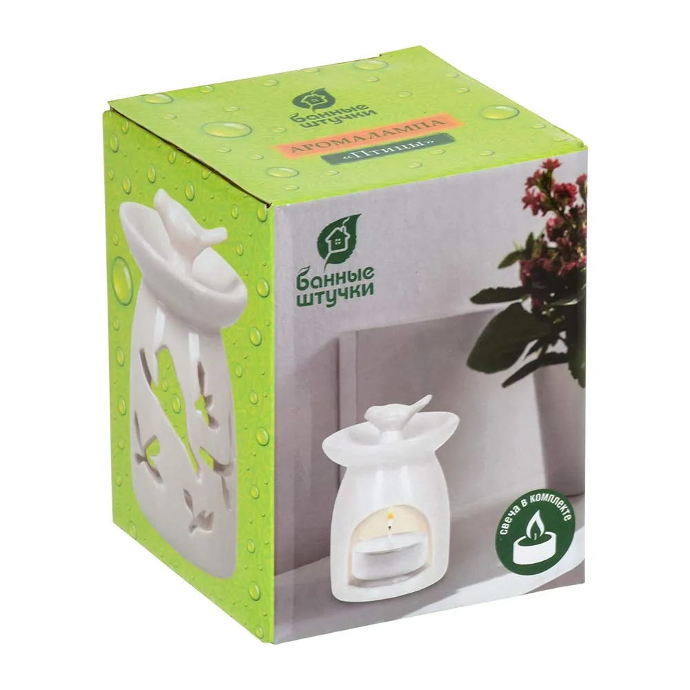 Аромалампа "Птицы",свеча в комплекте, белая, 7,5x7,5x9,5 см