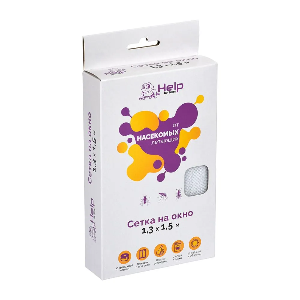 Сетка противомоскитная для окон, 130х150 см, с крепежной лентой в комплекте