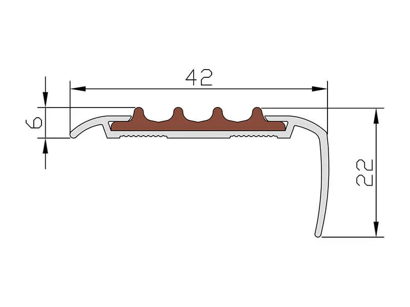 Алюминиевый угол-порог АУ-42 Евро, 1250мм серый