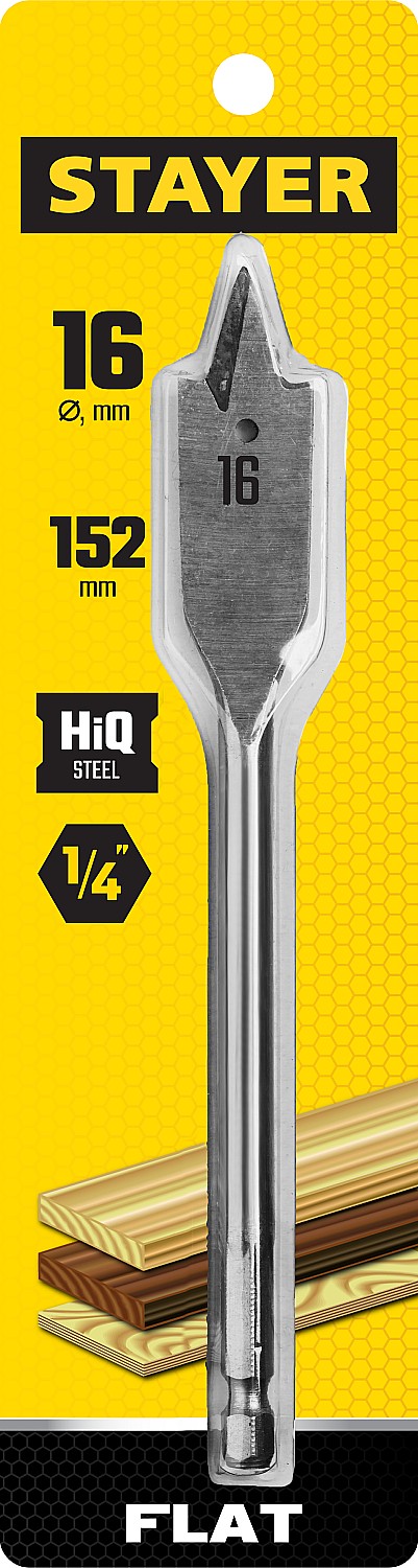 STAYER Flat, 16 x 152 мм, перовое, cверло по дереву (2950-16)