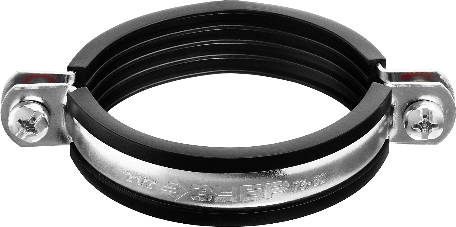 ЗУБР 2 1/2″, цинк, 6 шт, трубный хомут с гайкой (37850-75-80)