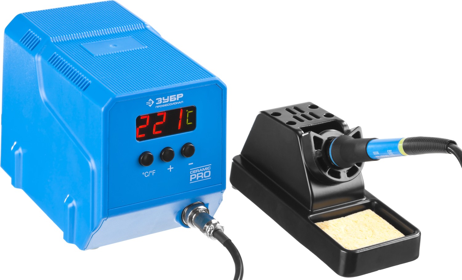 ЗУБР ПСН-60, 60 Вт, 50 - 480°C, керамический нагреватель, низкотемпературная паяльная станция цифровая, Профессионал (55336)