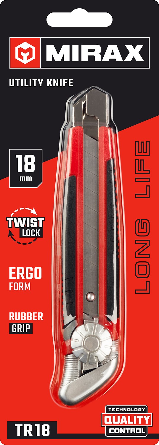 MIRAX 18 мм, нож обрезиненный с винтовым фиксатором (09128)