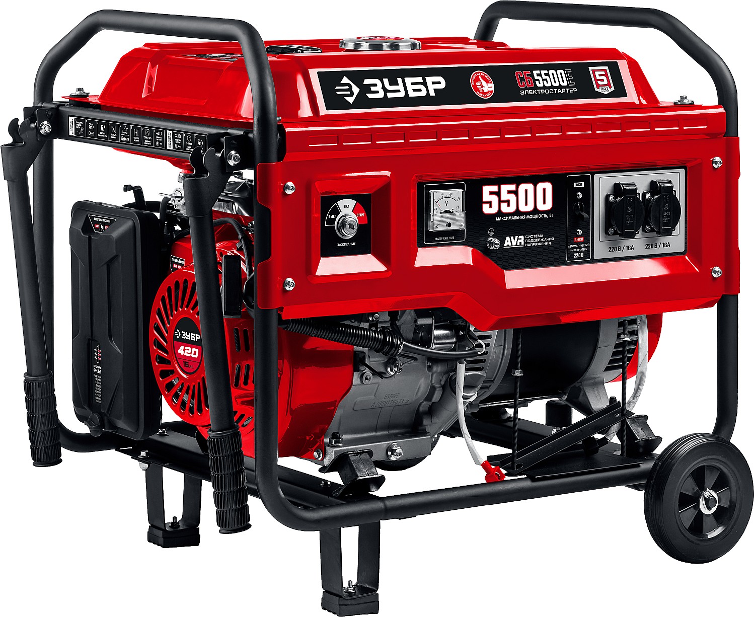 ЗУБР № 2 для генераторов мощностью свыше 4000 Вт, набор колес + рукоятка (НКР-2)