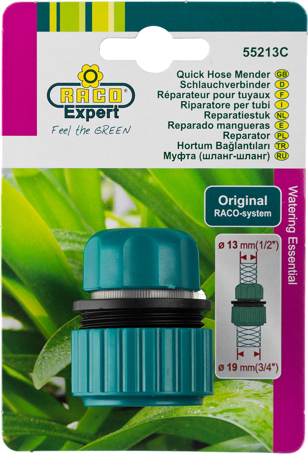 RACO ORIGINAL, 1/2″ x 3/4″, для шланга, из ABS пластика, ремонтная муфта (4250-55213C)