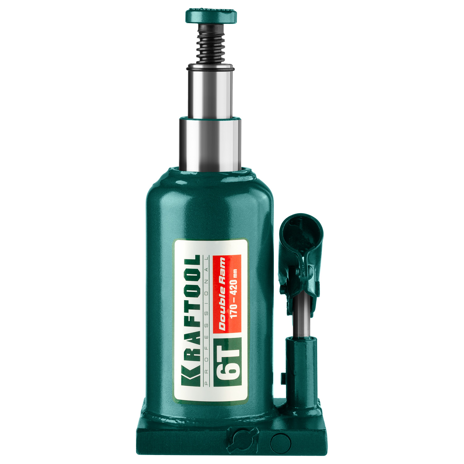 KRAFTOOL DOUBLE RAM, 6 т, 170 - 420 мм, с увеличенным подъемом, двухштоковый бутылочный домкрат (43463-6)