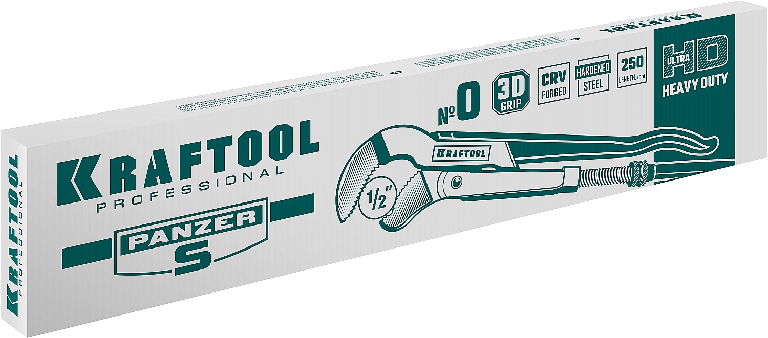 KRAFTOOL PANZER-S, №0, 1/2″, 240 мм, трубный ключ с изогнутыми губками (2733-05)