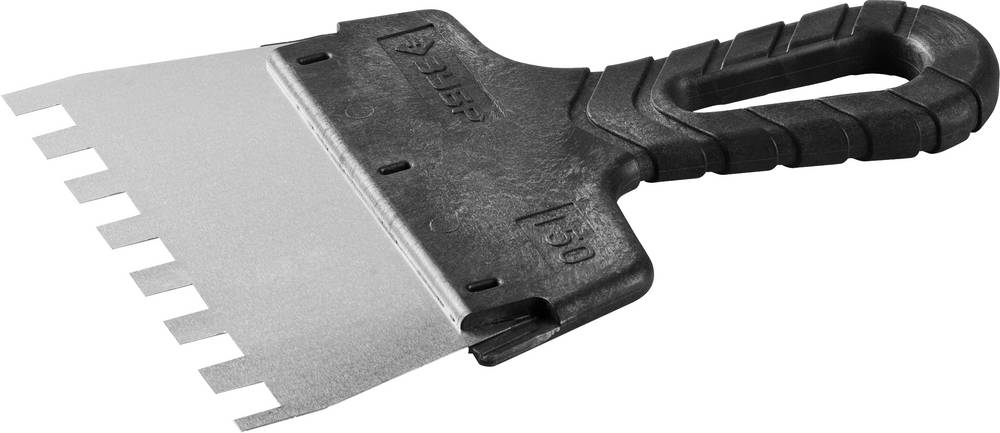 ЗУБР 150 мм, зуб 10 х 10 мм, пластиковая ручка, нержавеющий фасадный шпатель (10078-15-10)