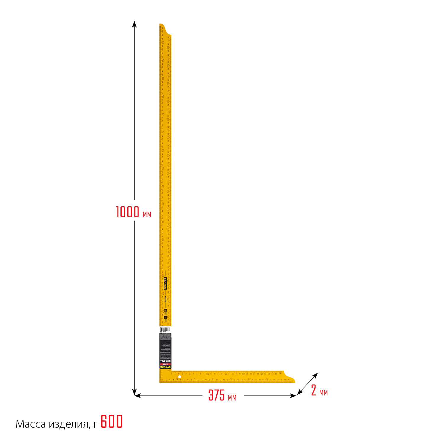 STAYER 1000 х 370 мм, цельнометаллический угольник, Professional (3438-100)