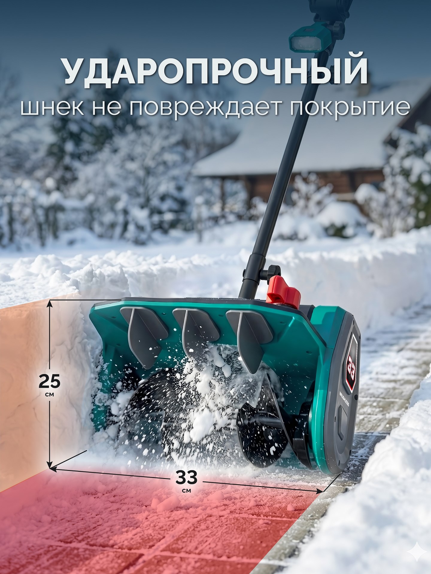 ЗУБР 20В, 33 см, без АКБ (LMS), лопата аккумуляторная (снегоуборщик) (СЛА-33)