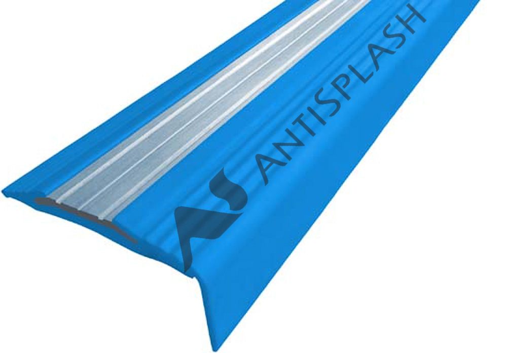 Резиновый профиль с алюминиевой вставкой «NoSlip», угол, 2,7 м синий