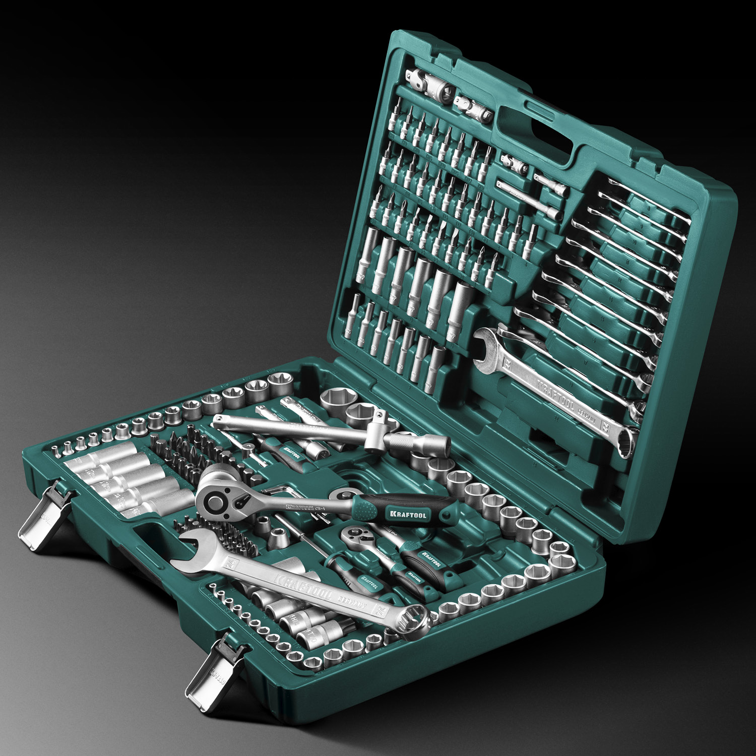 KRAFTOOL X Drive, 216 предм., (1/2″+3/8″+1/4″), универсальный набор инструмента (27888-H216)