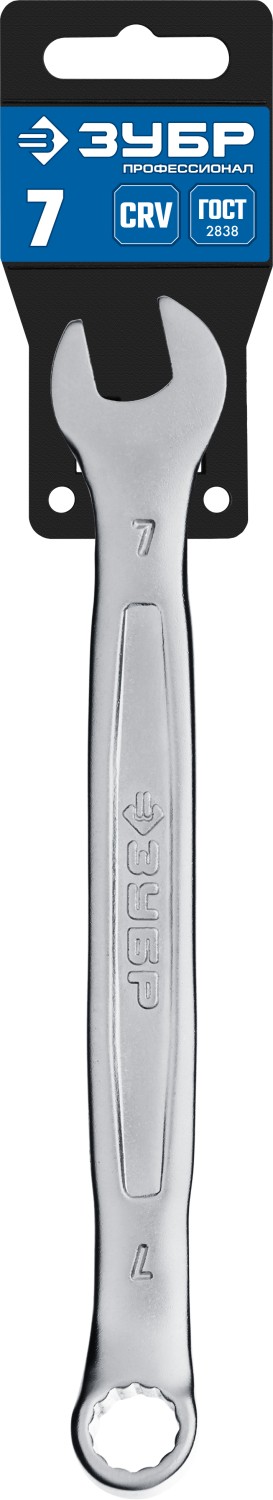 ЗУБР 7 мм, комбинированный гаечный ключ, Профессионал (27087-07)