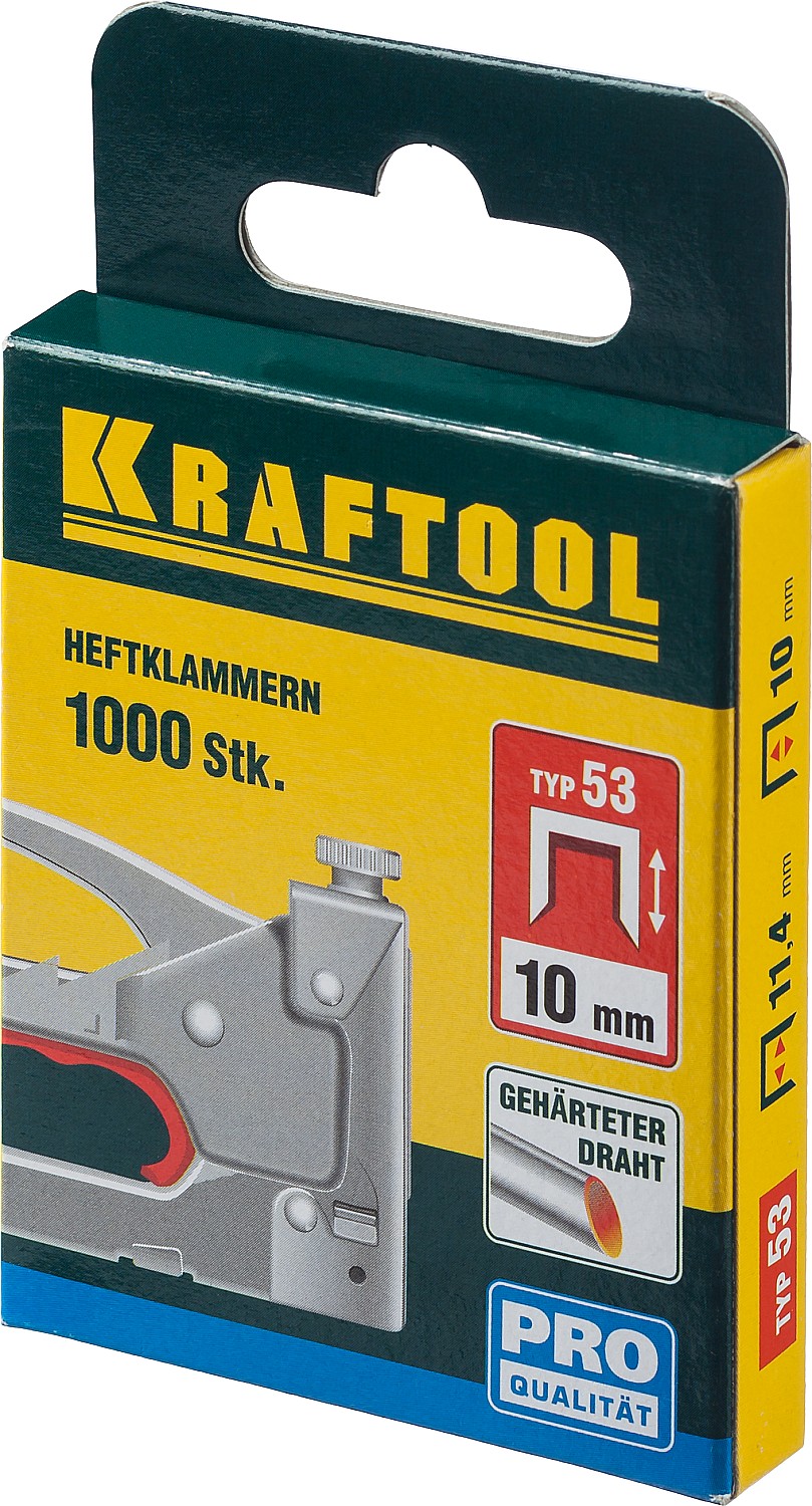 KRAFTOOL скобы тип 53 (A/10/JT21), 10 мм, калибр 23GA. 1000 шт (31670-10)