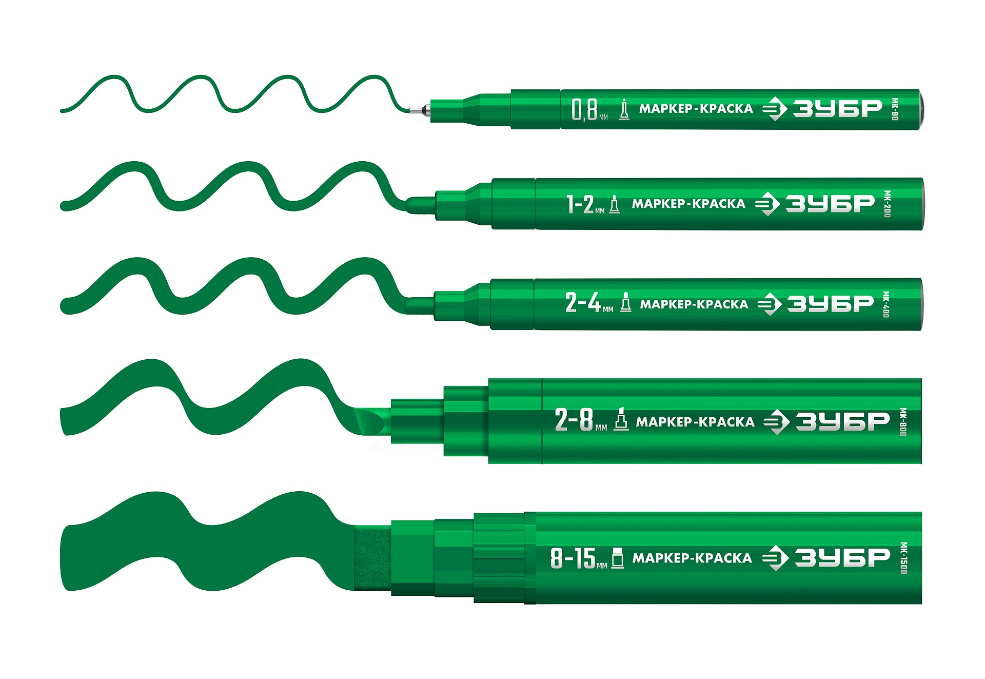 ЗУБР МК-80 зеленый, 0.8 мм маркер-краска (06324-4)