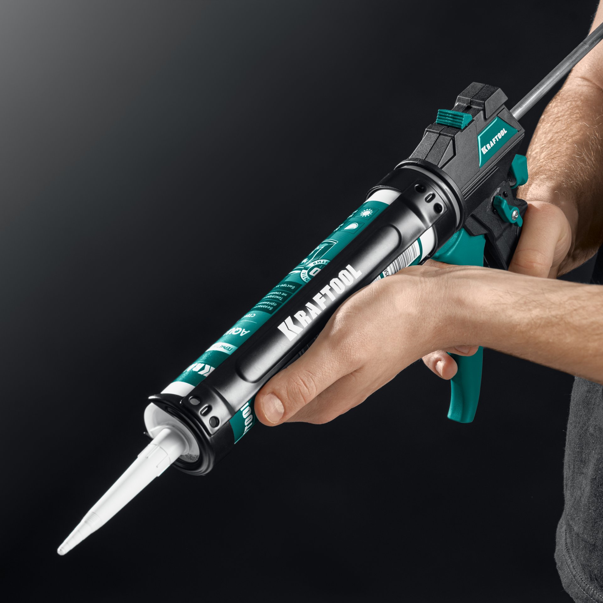 KRAFTOOL ULTRA 310 мл, вариативная антикапельная система, регулировка силы давления, усиленный cкелетный поворотный пистолет для герметика (06679)