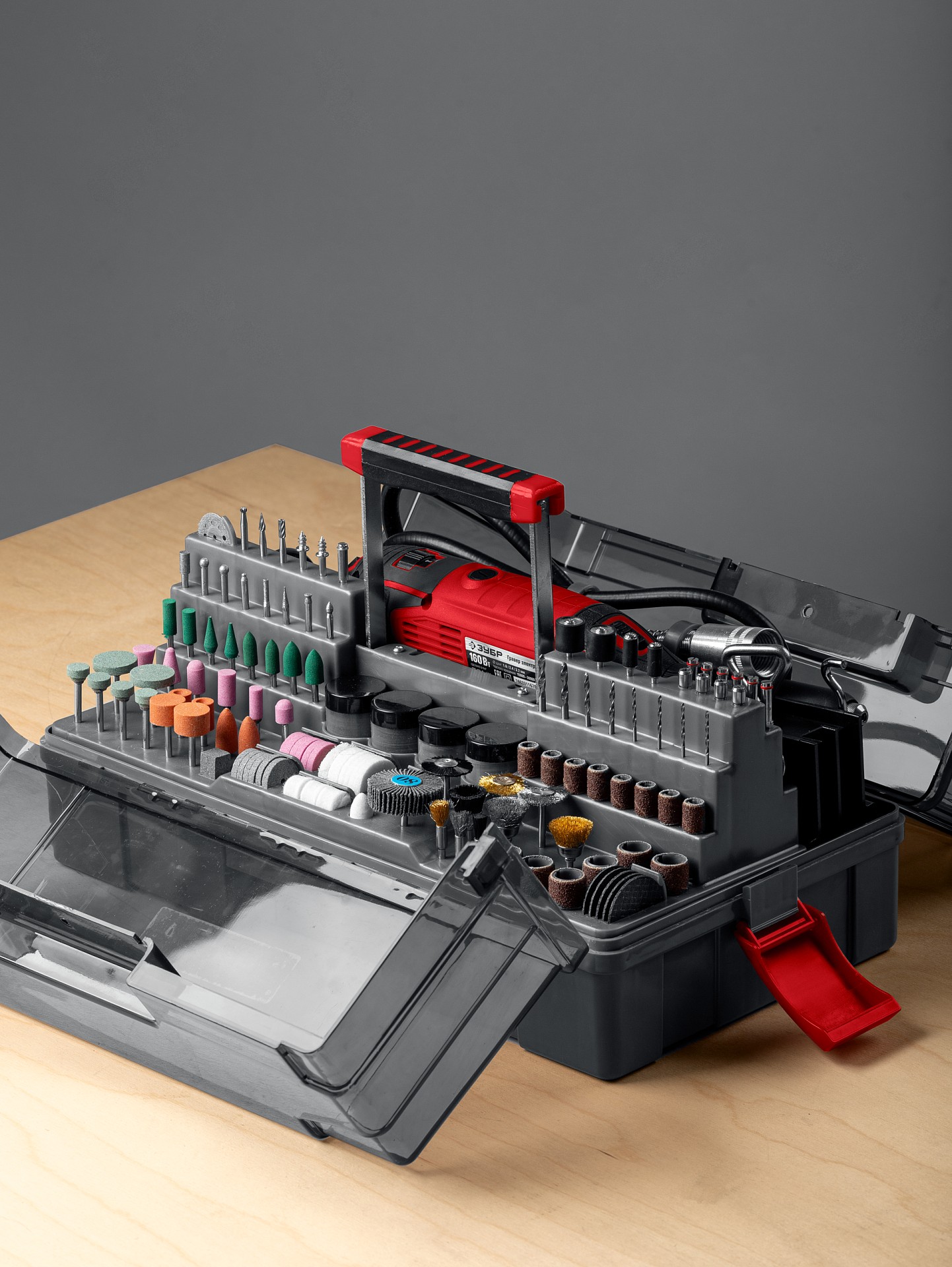 ЗУБР 245 предметов, 160 Вт, набор мини-насадок с гравером (ЗГ-160-H245)