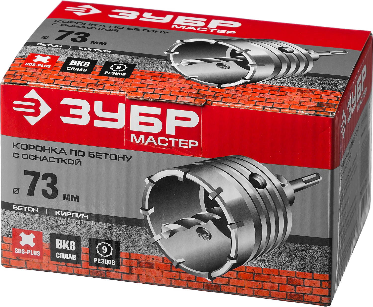ЗУБР 73 мм, SDS - Plus, 9Т, коронка по бетону с оснасткой (29211-73)