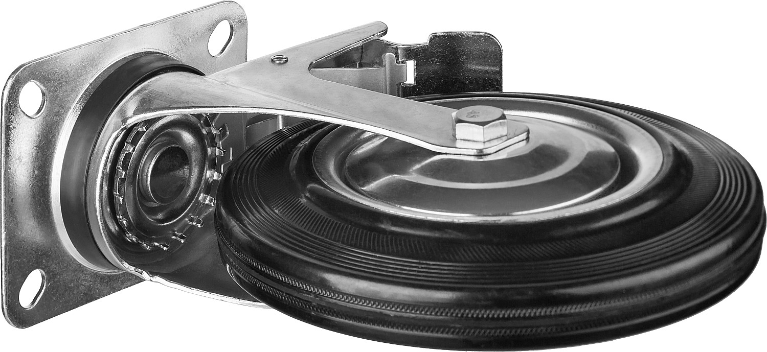 ЗУБР d 200 мм, г/п 185 кг, игольчатый подшипник, резина/металл, поворотное колесо, Профессионал (30936-200-S)