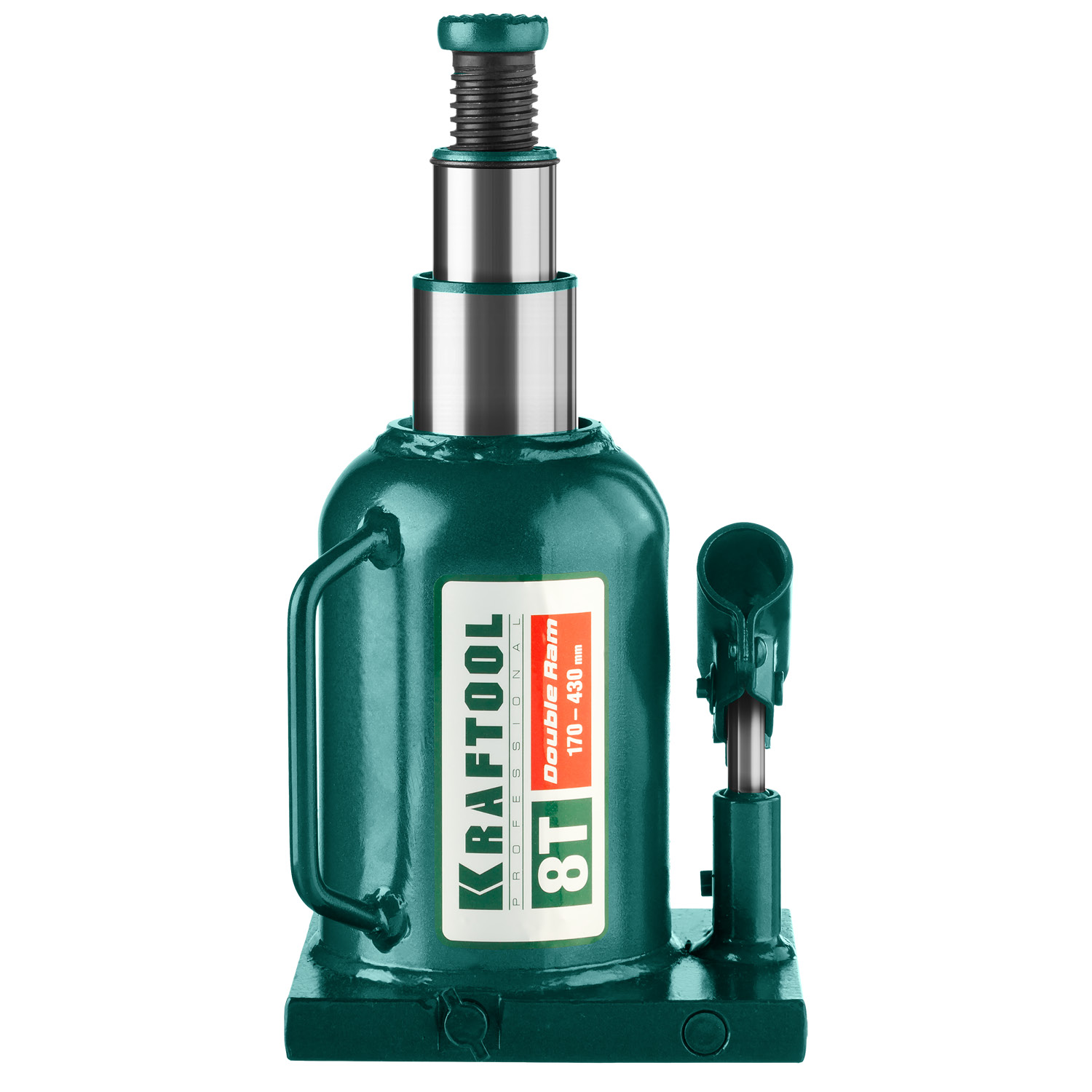 KRAFTOOL DOUBLE RAM, 8 т, 170 - 430 мм, с увеличенным подъемом, двухштоковый бутылочный домкрат (43463-8)
