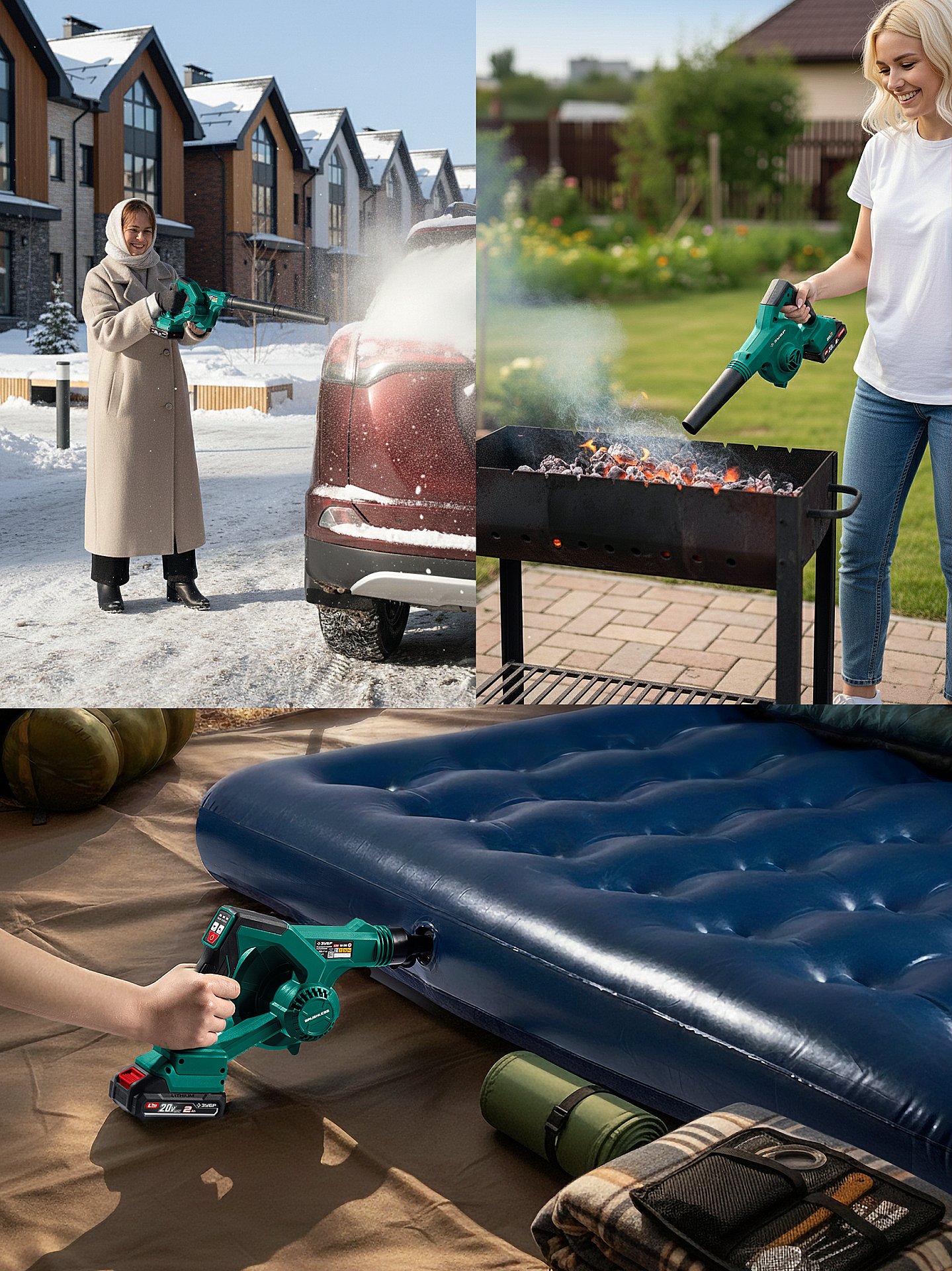 ЗУБР 20 В, 200 м3/ч, 1 АКБ LMS (2 Ач), воздуходувка-пылесос аккумуляторная (ВА-200-21)