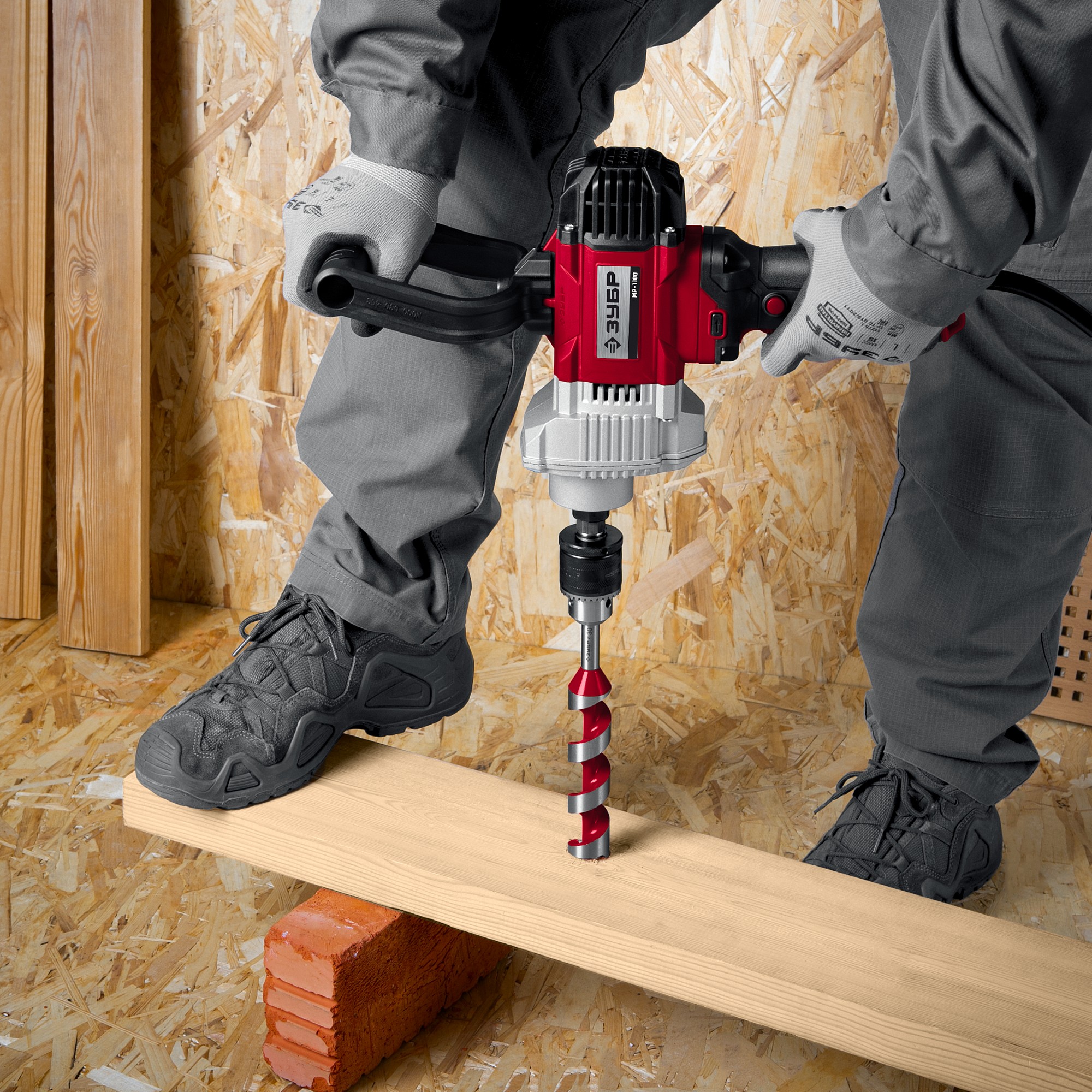 ЗУБР 1100 Вт, М14, строительный миксер (МР-1100)