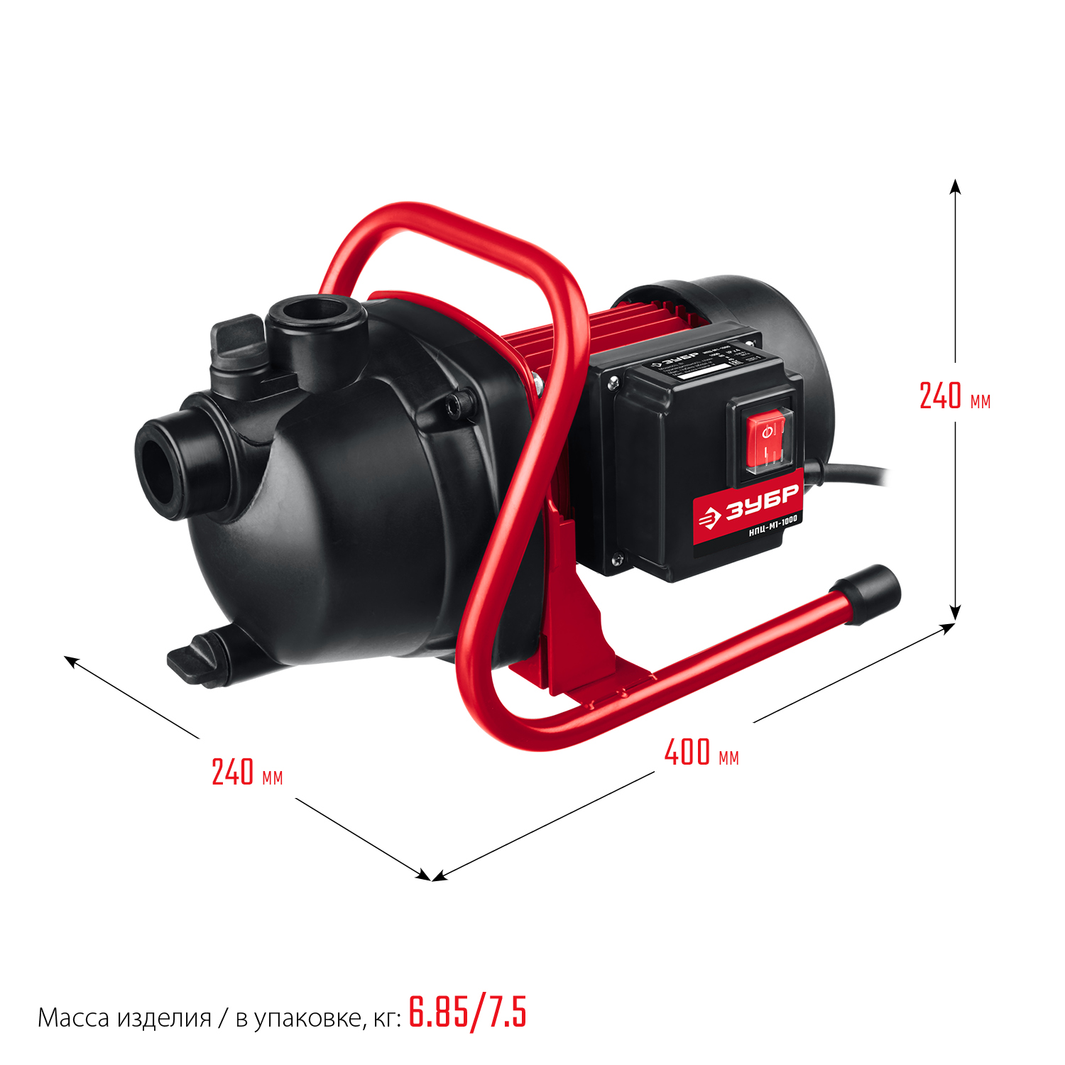 ЗУБР 1000 Вт, поверхностный (садовый) центробежный насос (НПЦ-М1-1000)