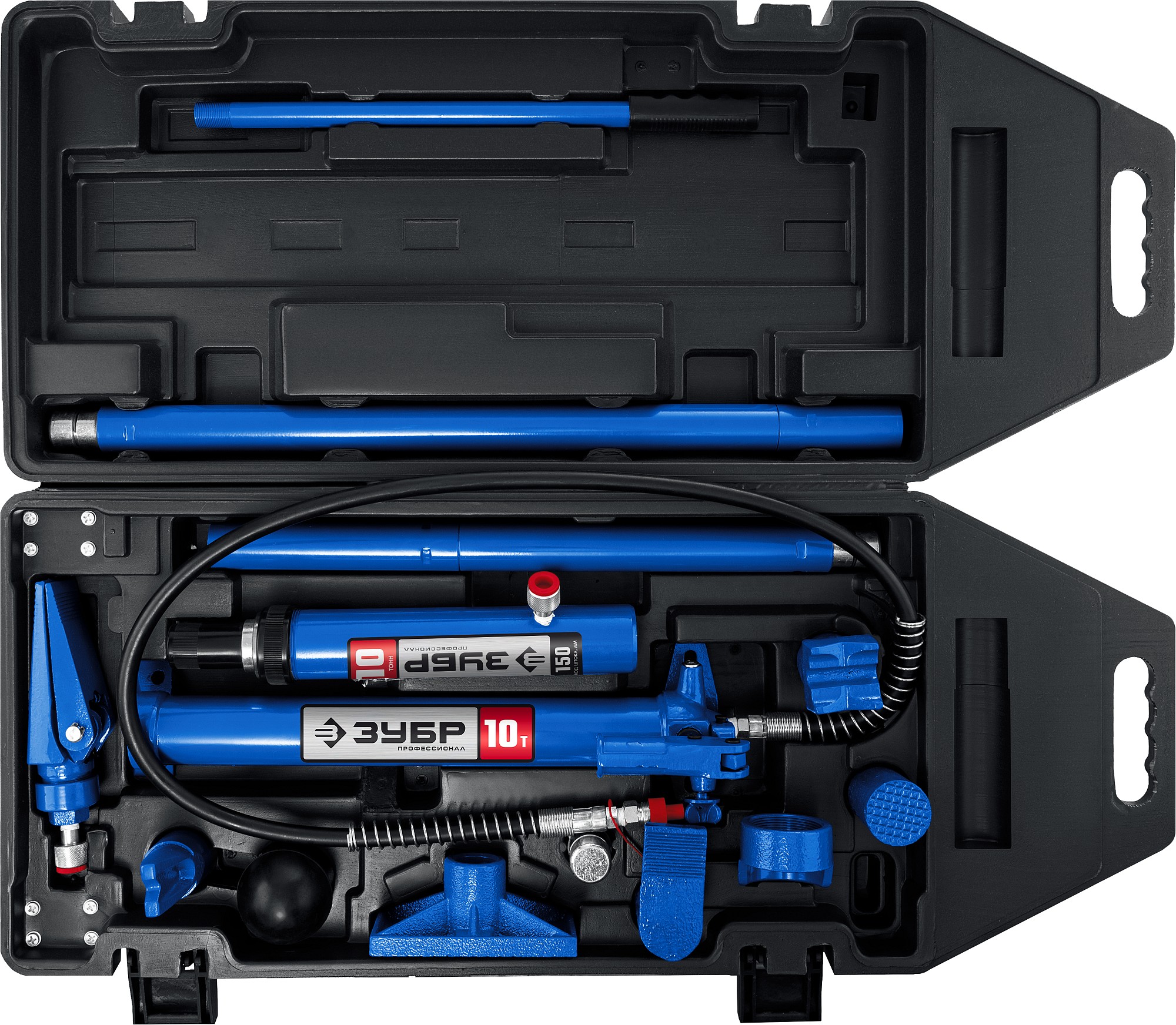 ЗУБР 10 т, гидравлический набор для правки кузова в пластиковом кейсе, Профессионал (43035-10)