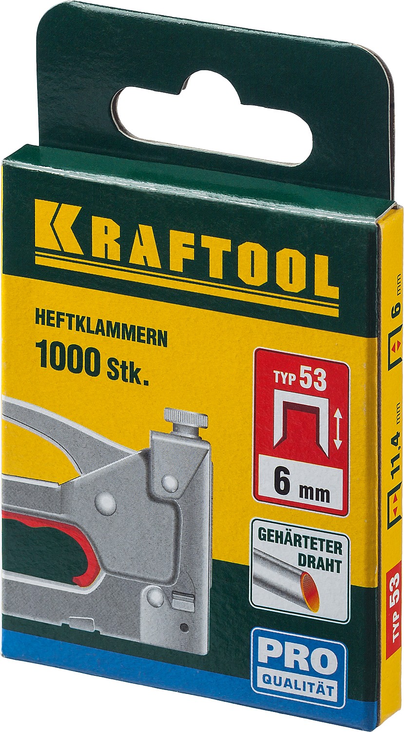 KRAFTOOL скобы тип 53 (A/10/JT21), 18 мм, калибр 23GA. 1000 шт (31670-18)