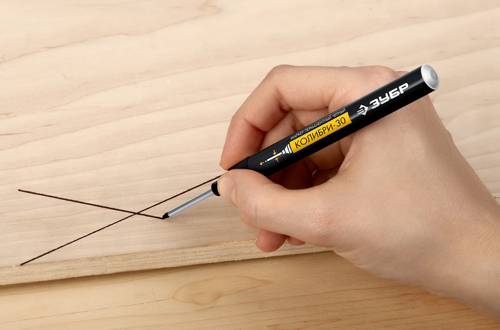 ЗУБР Колибри-30 черный, наконечник L 30 мм, d 3.0 мм, перманентный маркер для отверстий (06338-2)