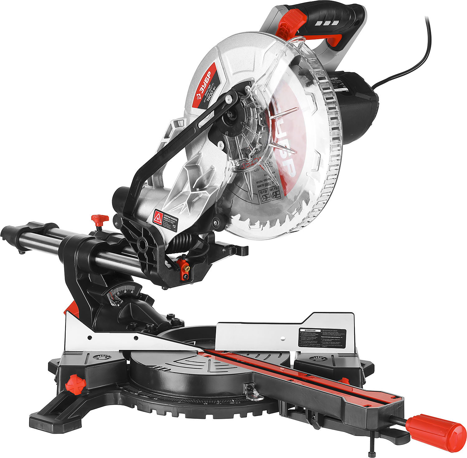 ЗУБР ЗПТ-255-1800 ПЛ пила торцовочная с протяжкой, d 255 х 30 мм, 1800 Вт