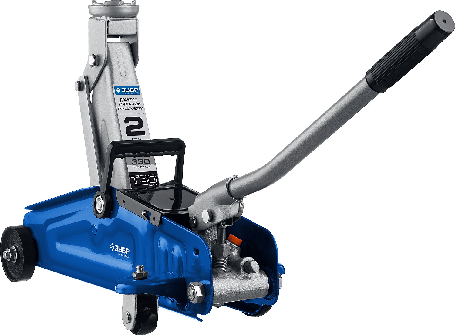ЗУБР Т-30-K, 2 т, 135 - 330 мм, подкатной гидравлический домкрат в кейсе, Профессионал (43053-2-K)
