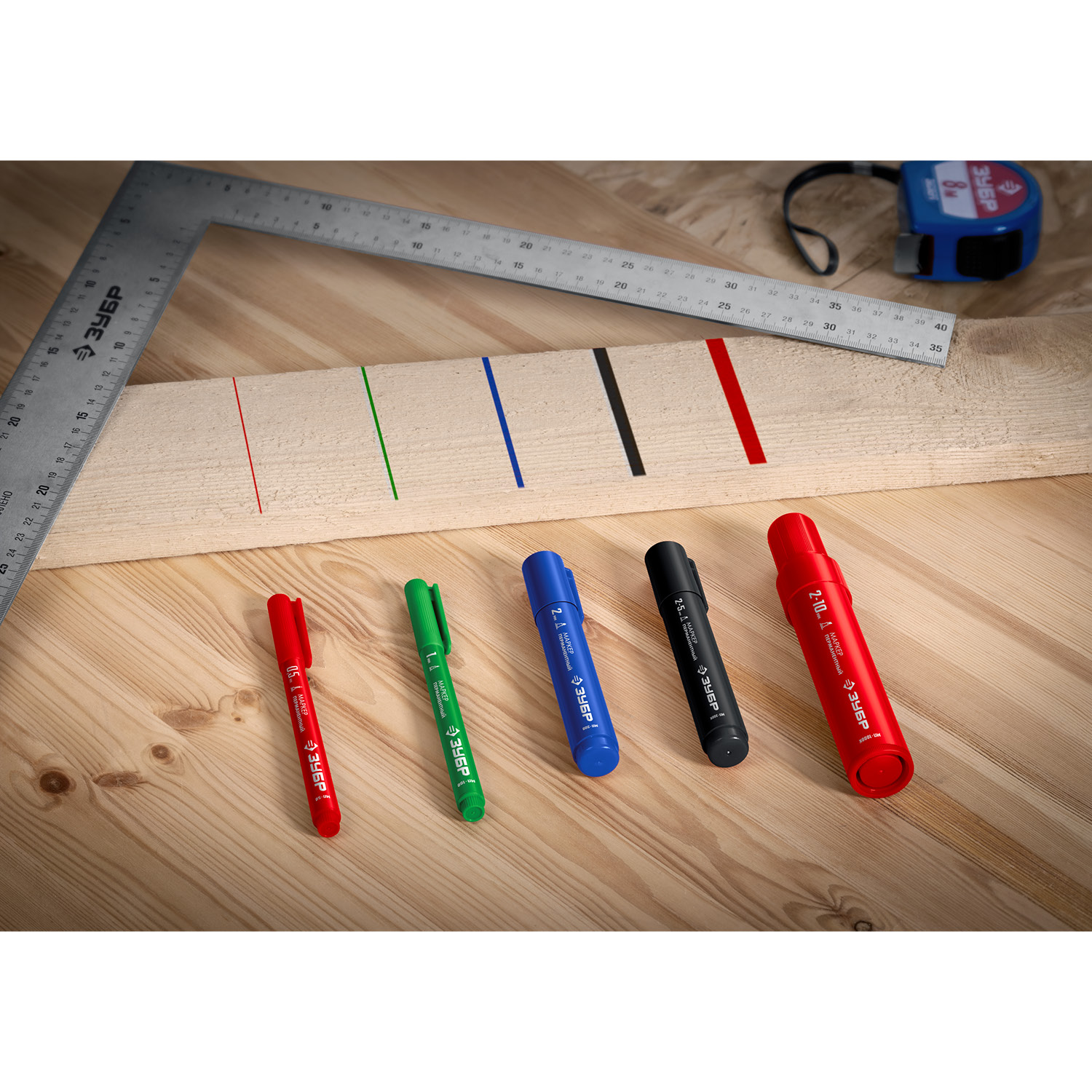 ЗУБР МП-1000К синий, 2-10 мм, клиновидный перманентный маркер (06333-7)