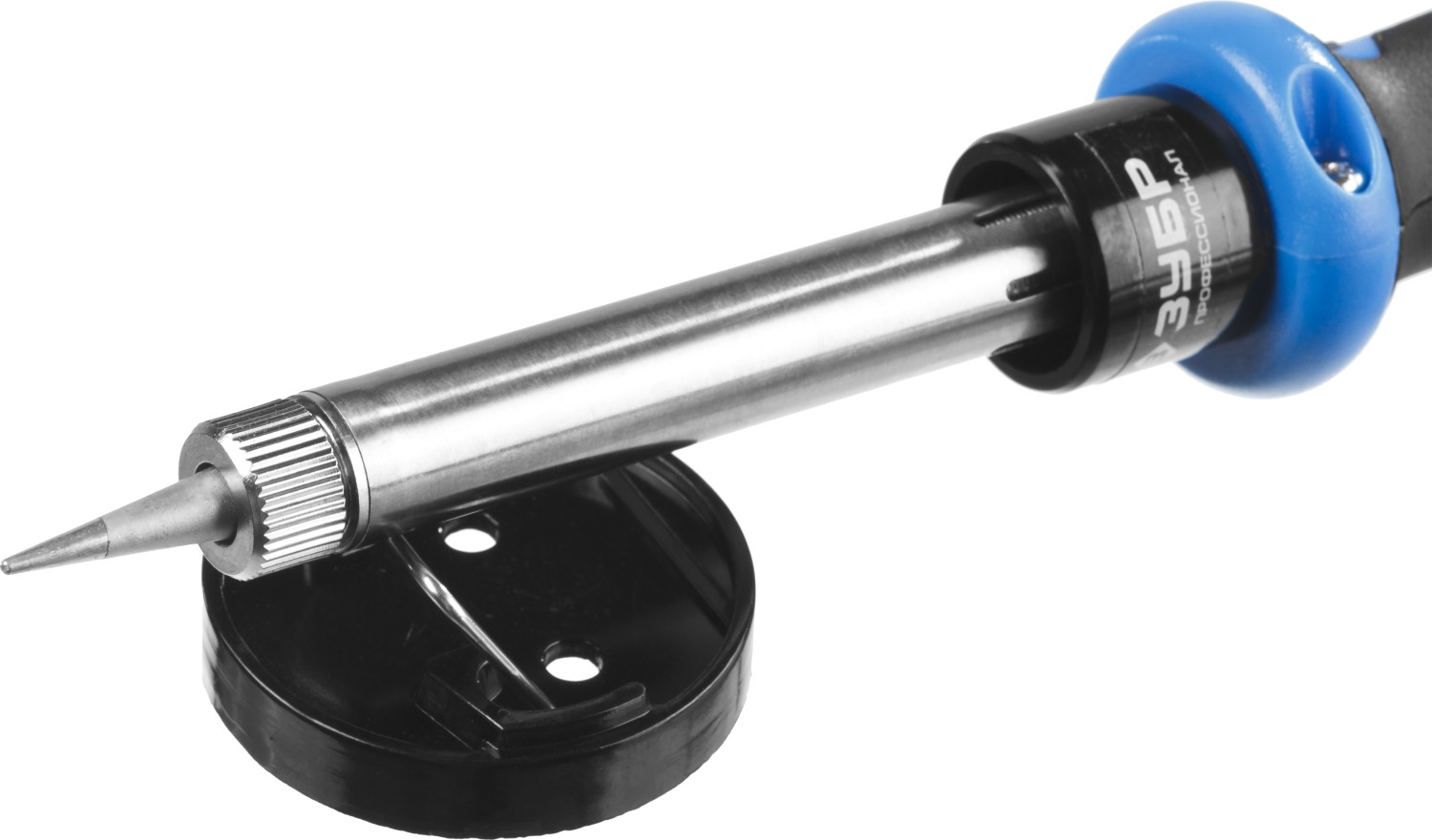 ЗУБР 60 Вт, в наборе: припой + подставка, 2к рукоятка, конус, керамический нагреватель, электропаяльник, Профессионал (55402-60)