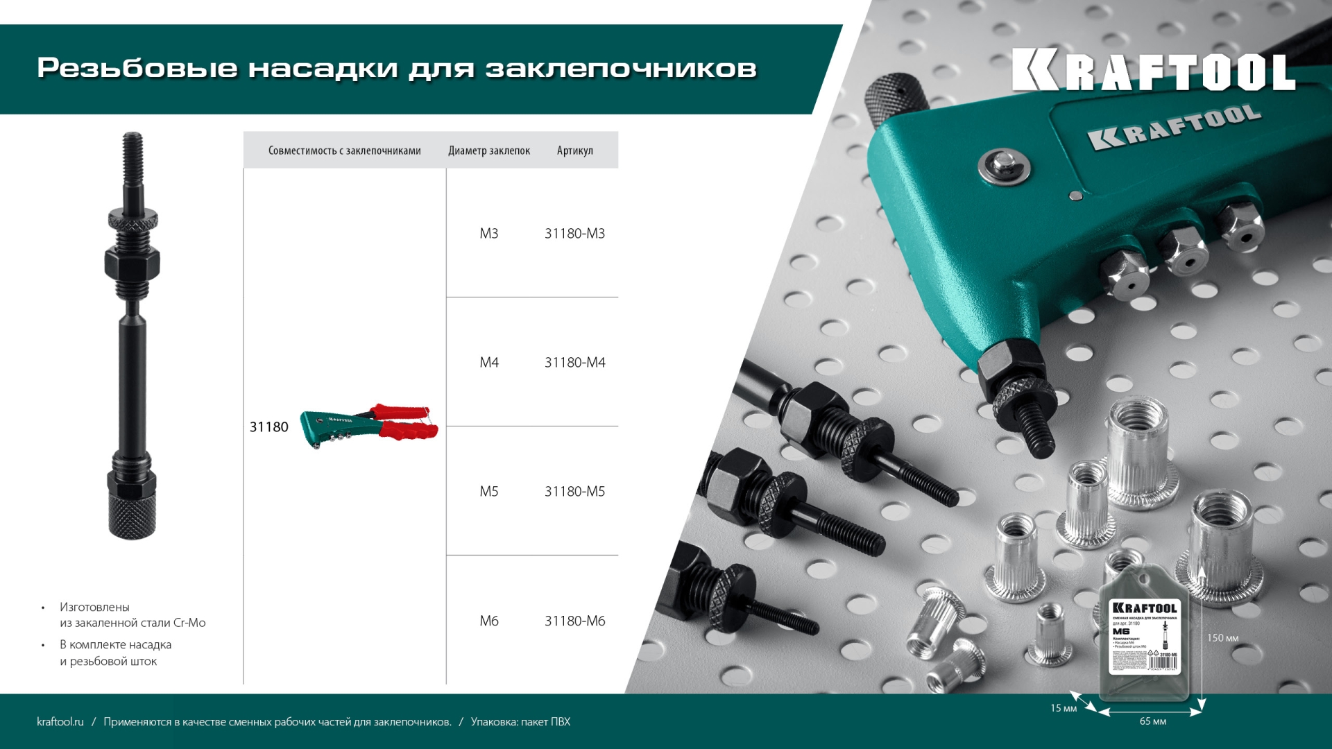 KRAFTOOL сменная насадка М6 для заклепочника Combo2-M6 (31180-M6)
