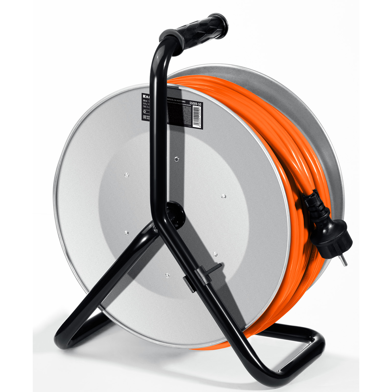 KRAFTOOL ПВС 3х2.5 50м 4000Вт IP44, Силовой удлинитель на стальной катушкеEXPERT (55089-50)