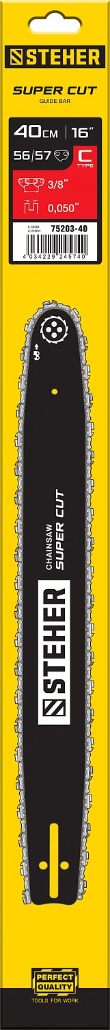 STEHER type C, шаг 0.325″, паз 1.3 мм, 40 см, шина для электропил (75203-40)