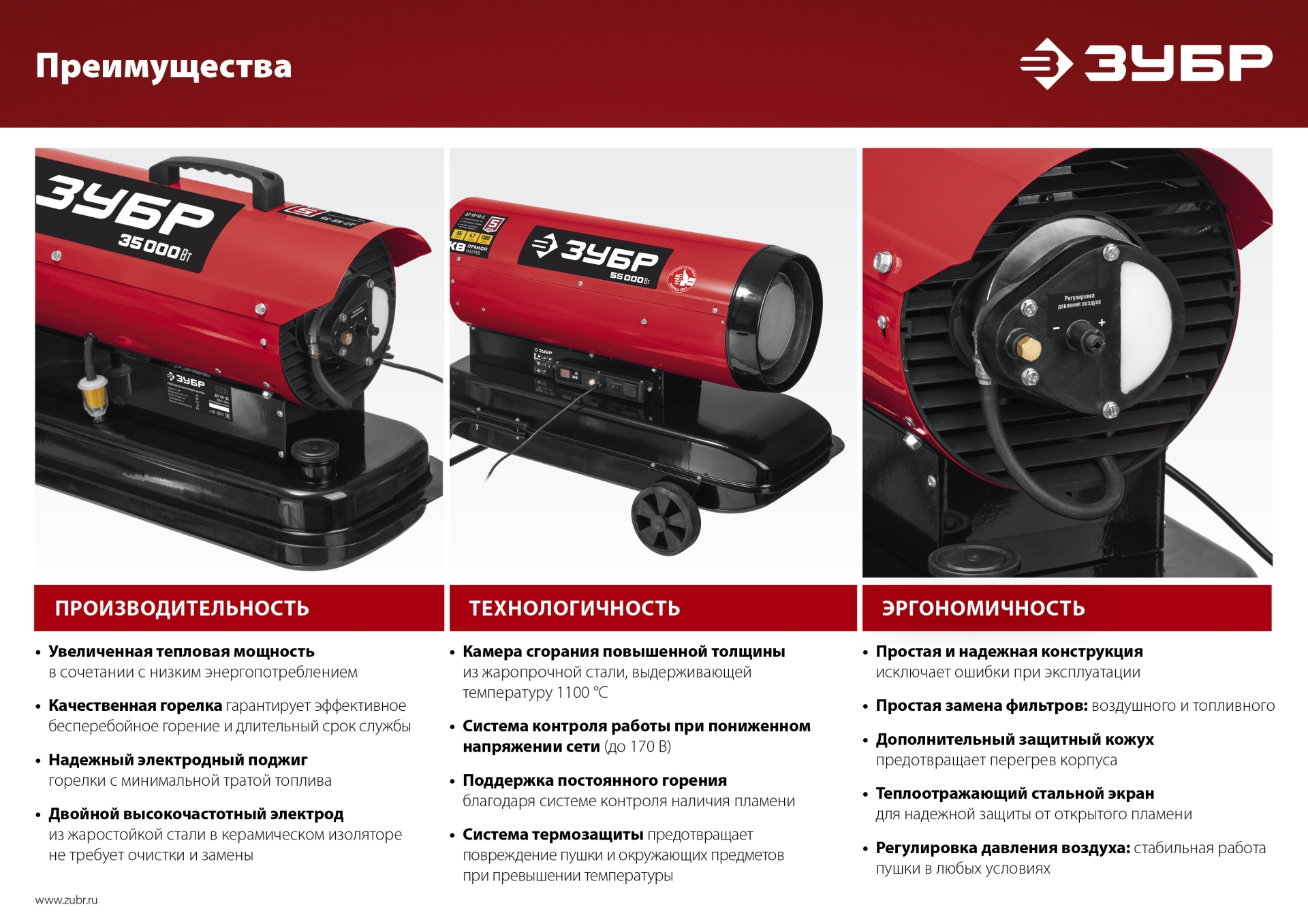 ЗУБР 25 кВт, дизельная тепловая пушка, прямой нагрев (ДП-К8-25)