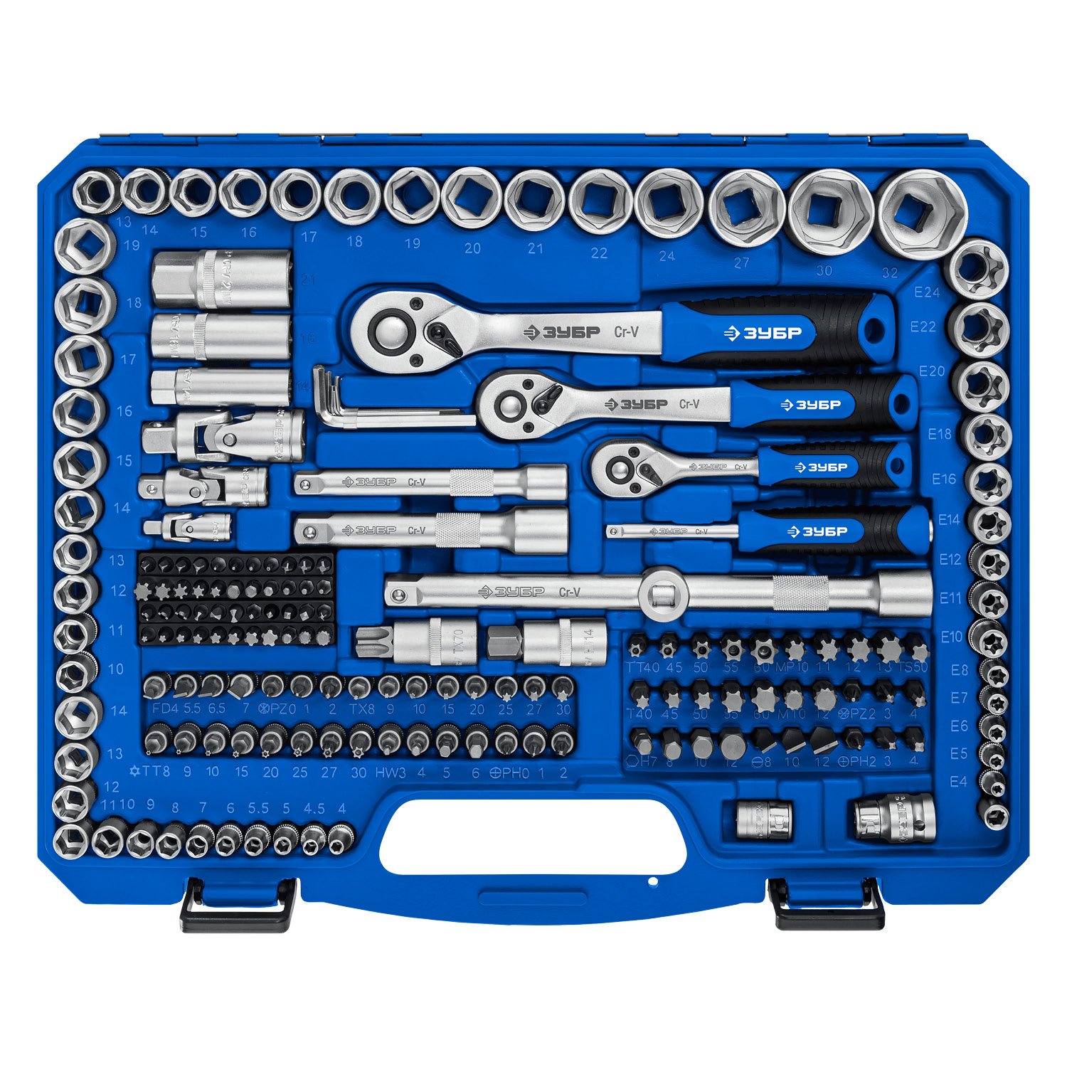 ЗУБР А-216, 216 предм., (1/2″+ 3/8″+ 1/4″), универсальный набор инструмента, Профессионал (27674-H216)