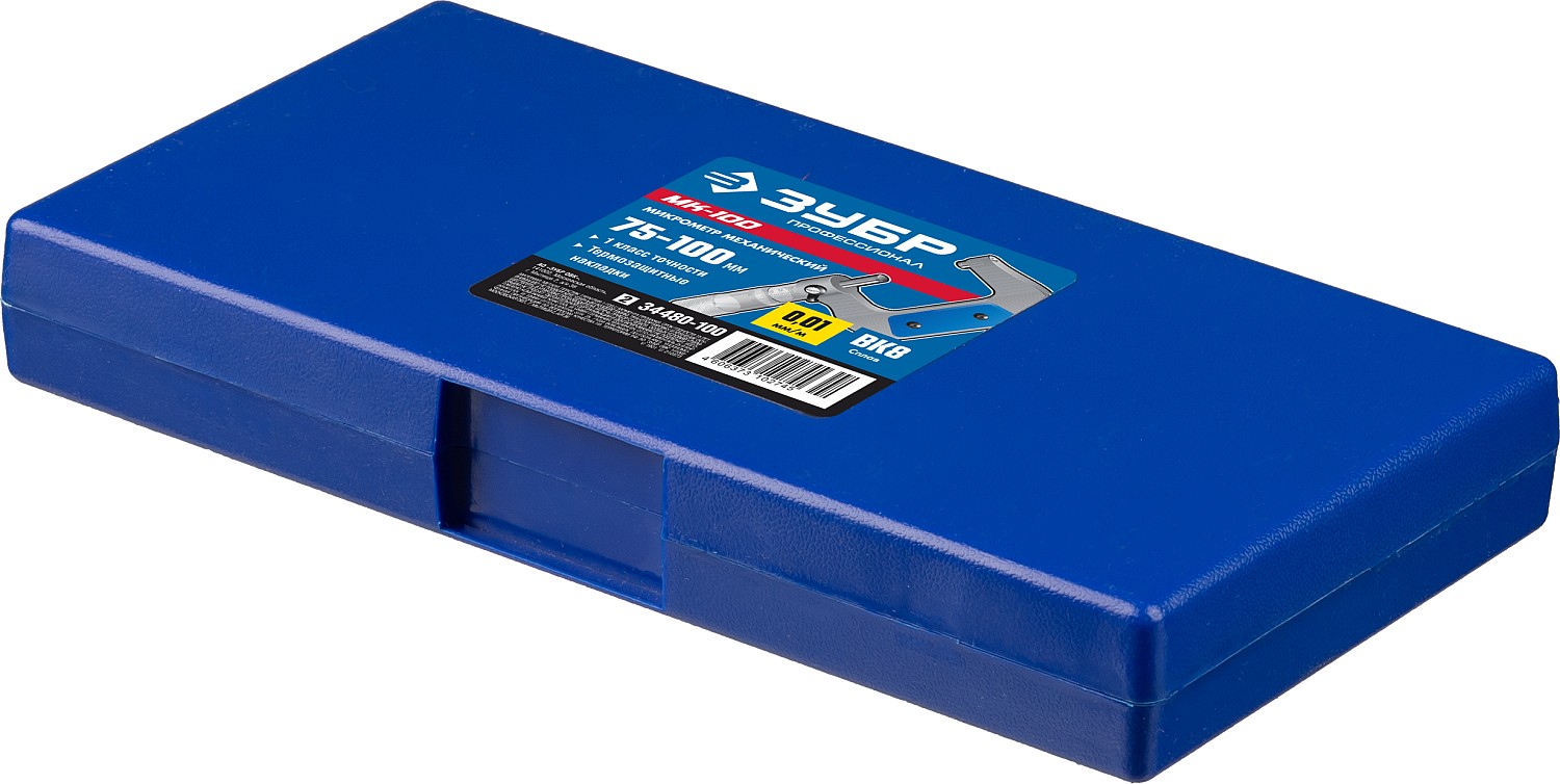 ЗУБР МК 100, 75 - 100 мм, гладкий механический микрометр, Профессионал (34480-100)