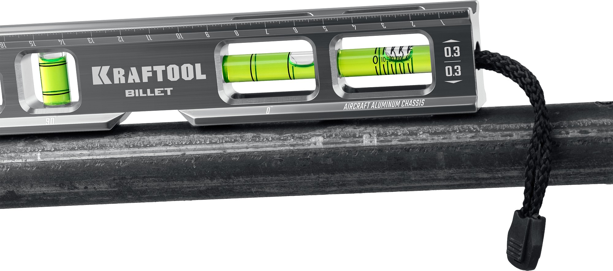 KRAFTOOL BILLET-20, 8 в 1, 200 мм, точность 0.3 мм/м, 4 глазка, брусковый магнитный уровень (34790)