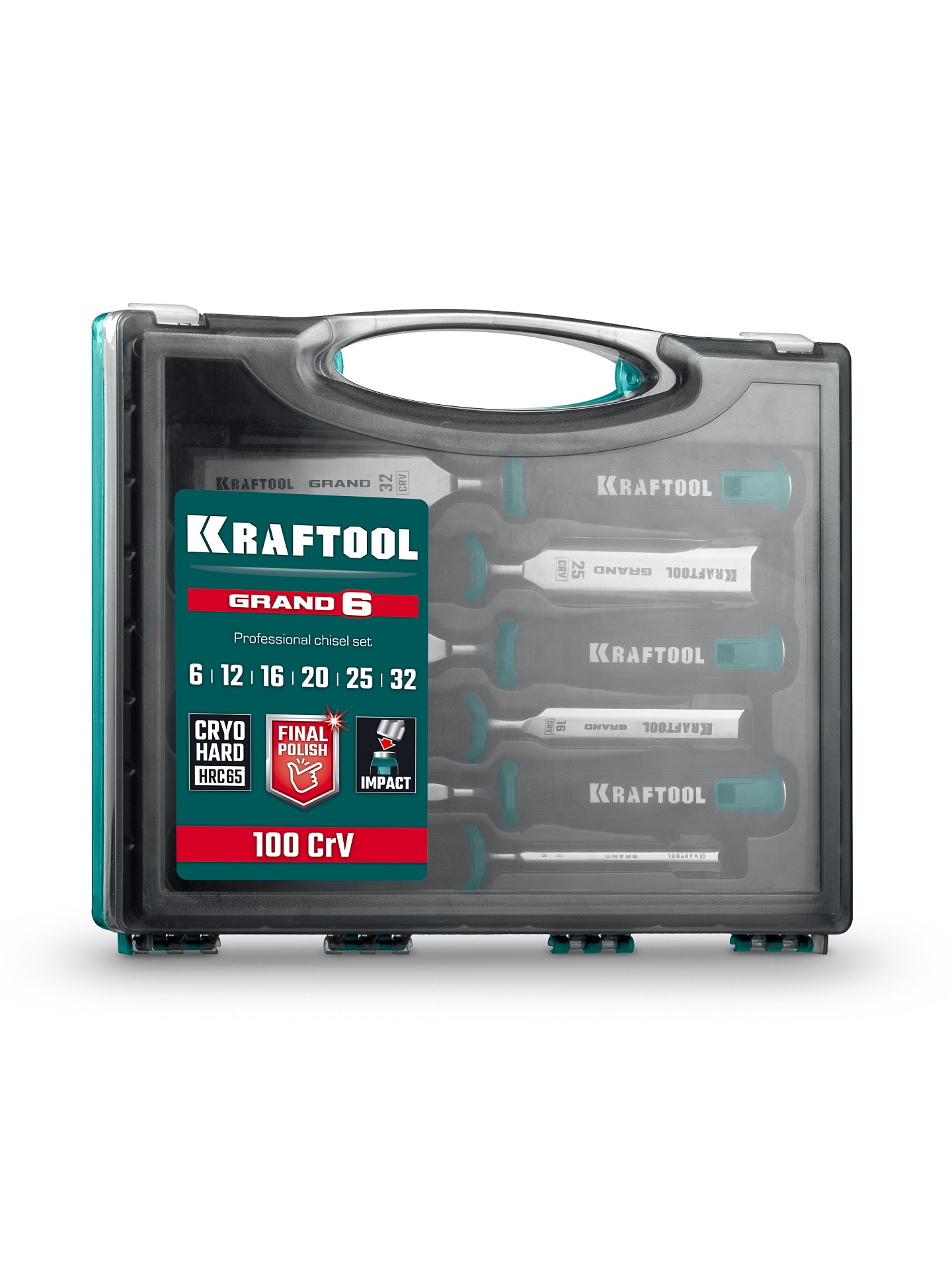KRAFTOOL GRAND-6 набор стамесок-долот с двухкомпонентной рукояткой, 6 шт