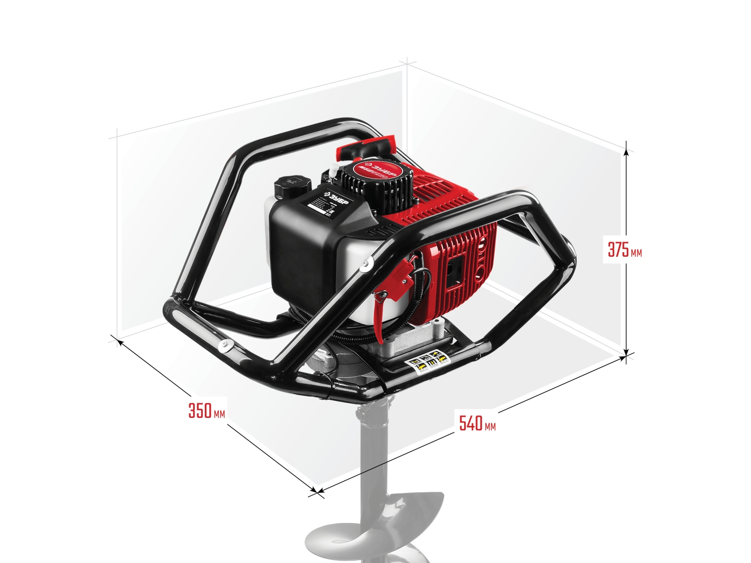 ЗУБР d 60 - 250 мм, 52 см3, 2 оператора, мотобур (бензобур) (МБ2-250)