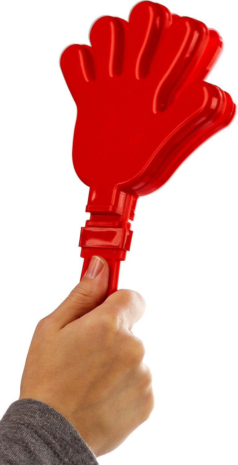 ЗУБР 28 см, пластиковая, красная, ладошка-хлопушка болельщика (69999)