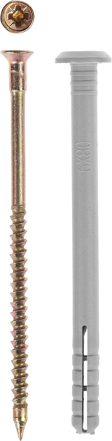 ЗУБР 6 х 80 мм, грибовидный бортик, 950 шт, дюбель-гвоздь (4-301350-06-080)